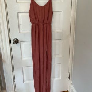 NWT Lulus Watch the Sunset Rusty Rose Maxi Dress